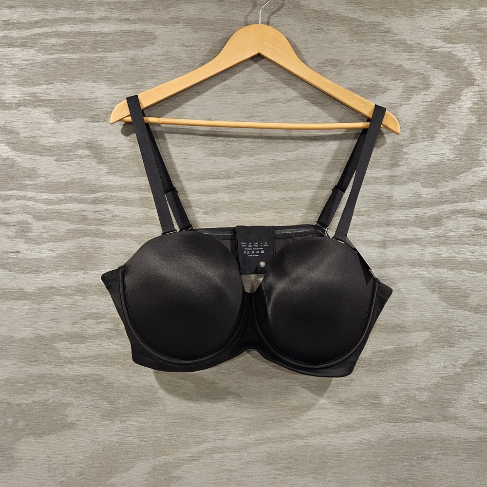 Deyllo Black Underwire Bra 44DD/E Removable Adjustable Straps Strapless NWT